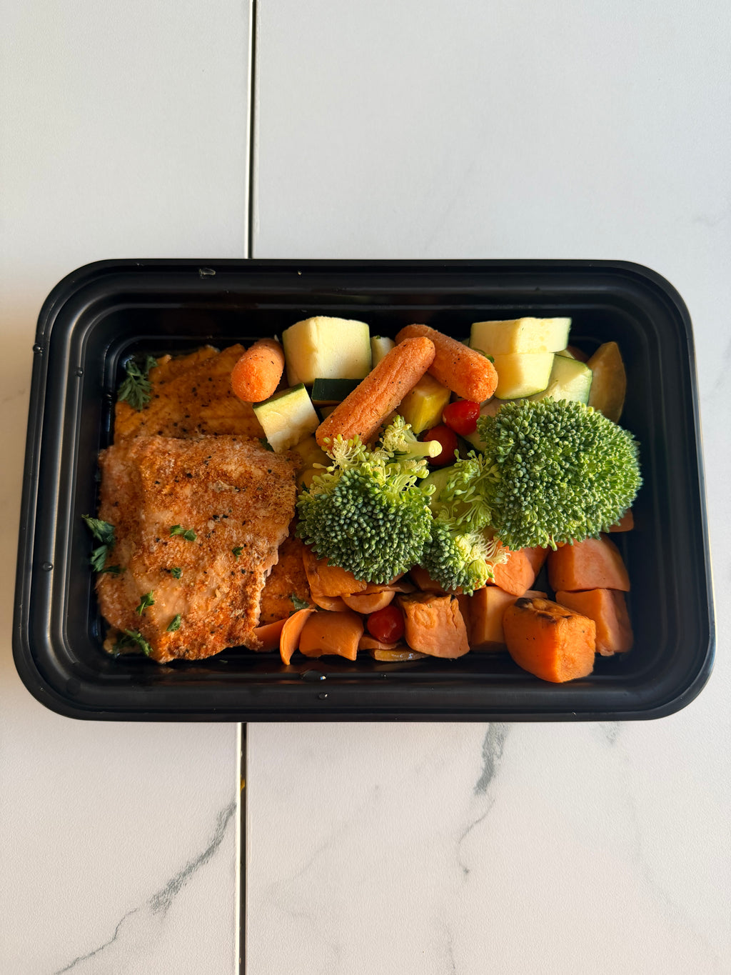 Roasted Salmon and Roasted Sweet Potatoes