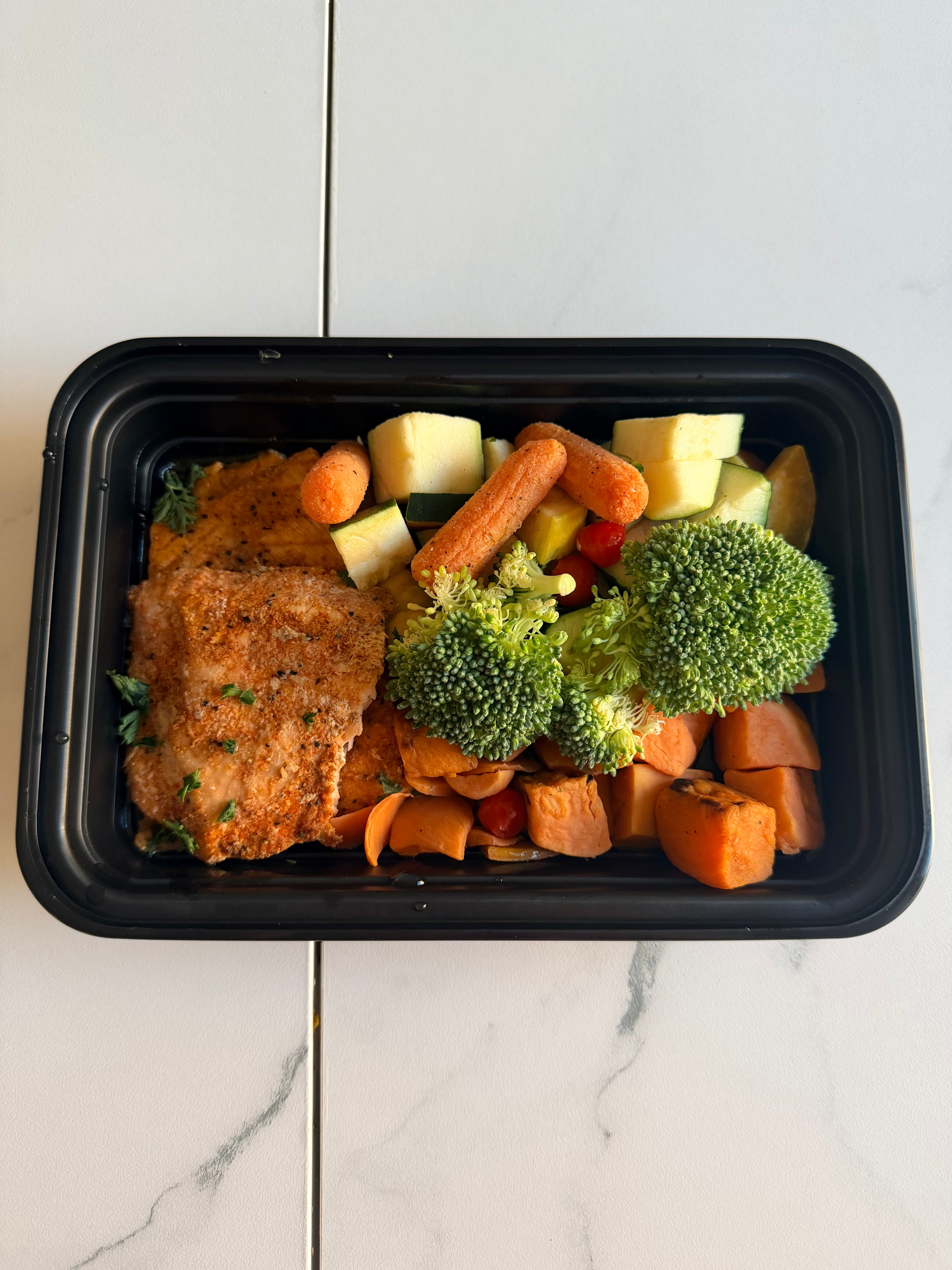 Roasted Salmon and Roasted Sweet Potatoes