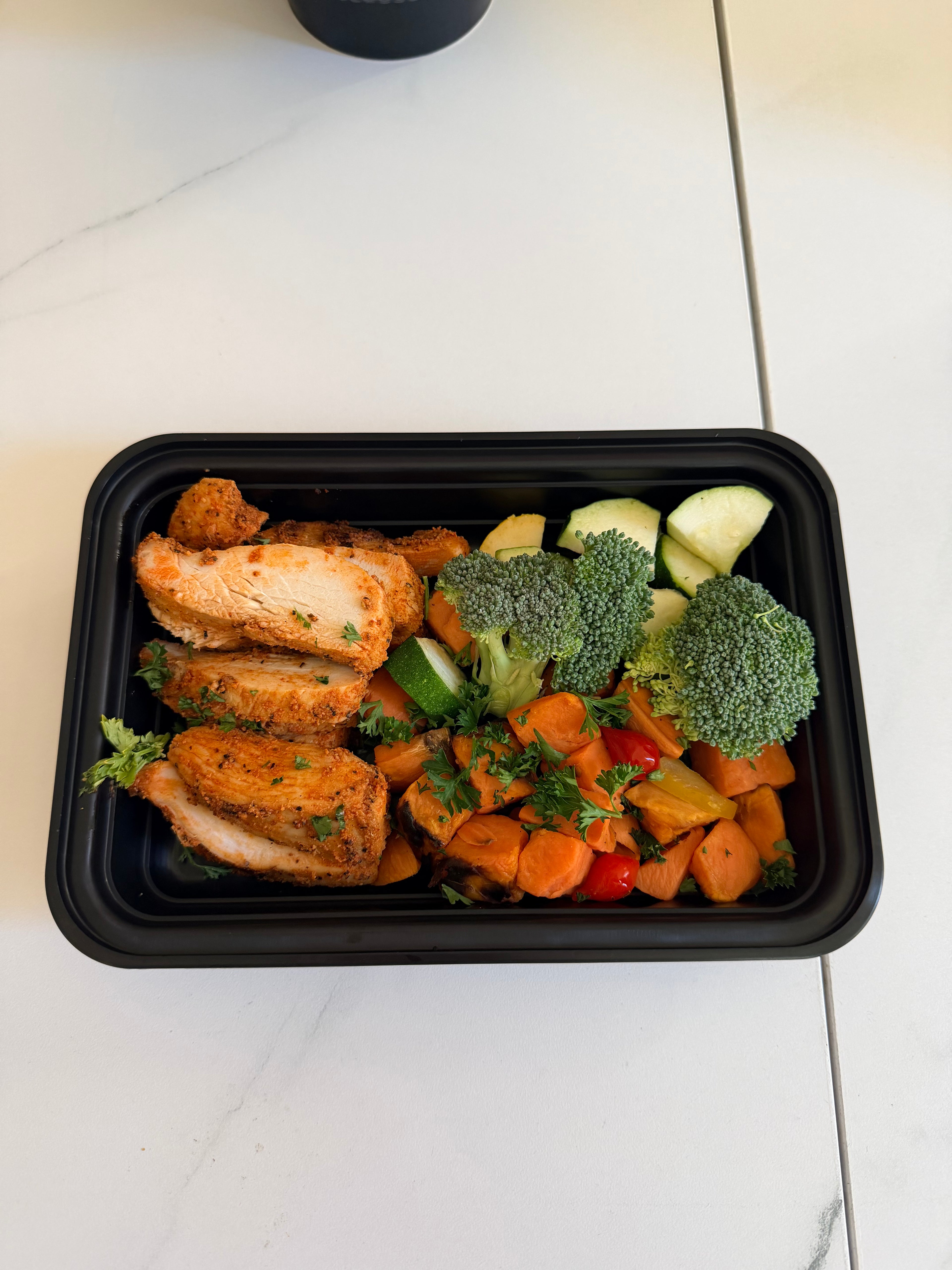 Grilled Chicken Breast and Roasted Sweet Potatoes