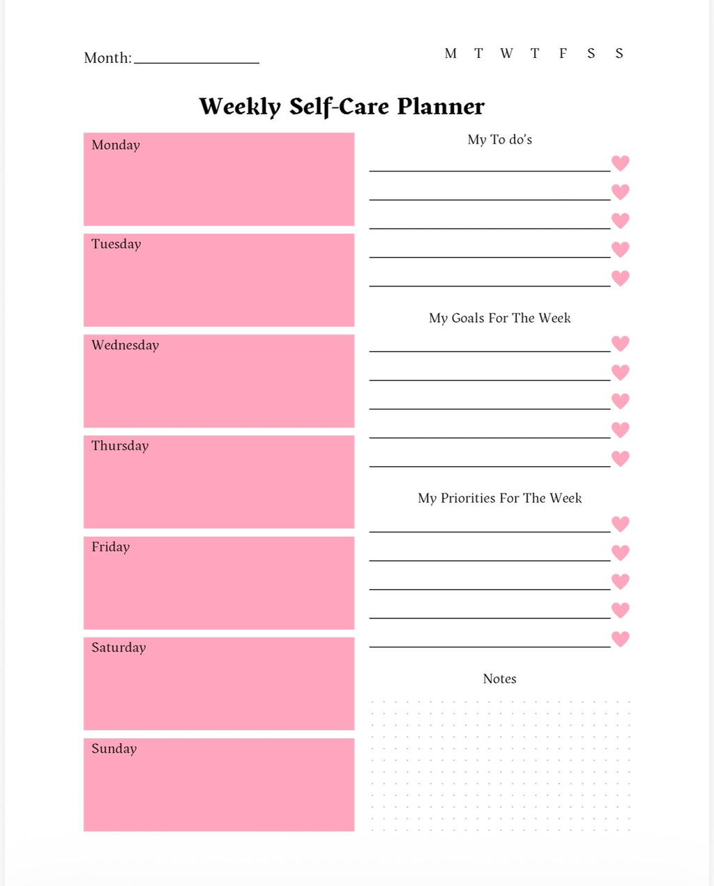 Self Care Planner
